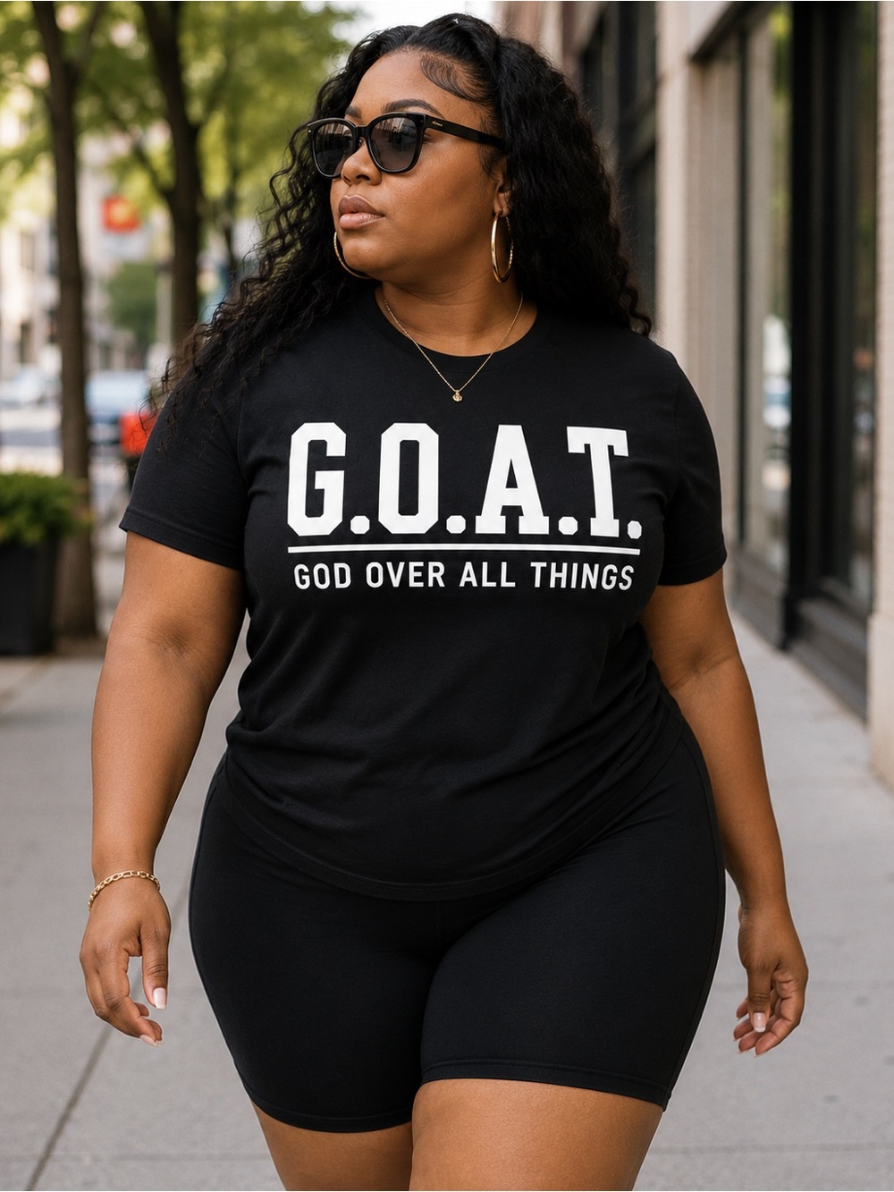 G.O.A.T. Graphic Tee - Black with White Print
